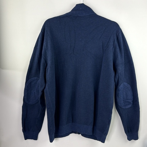 Tommy Bahama Men's Cashmere Blue Full Zipper Sweater with Elbow Patches - Picture 2 of 10